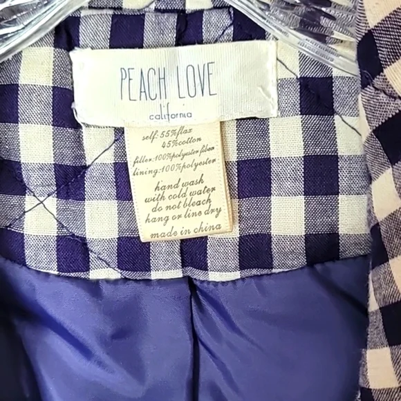 Peach Love California Navy Blue Gingham Quilted Vest - Picture 11 of 13